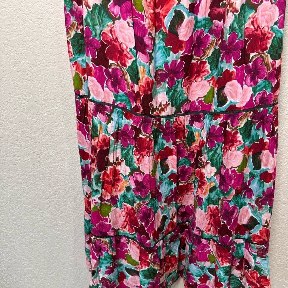 Lost + Wander Floral Smocked Tiered Maxi Dress with Tassel Tie Straps Multi L - Picture 7 of 7